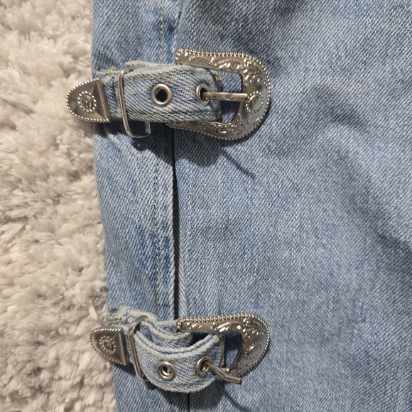 Topshop Light Blue Buckle Skinny Jeans - Picture 3 of 4